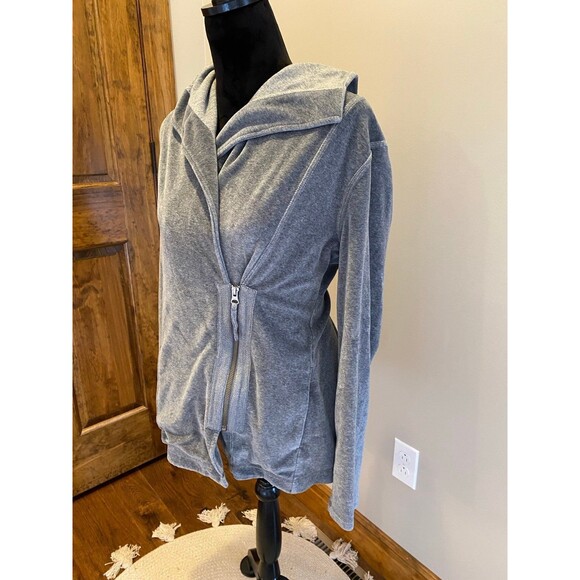 Eddie Bauer Jacket Women’s Velour Zipper Grey  Plus Size XL Unique Side Zipper - Picture 3 of 10